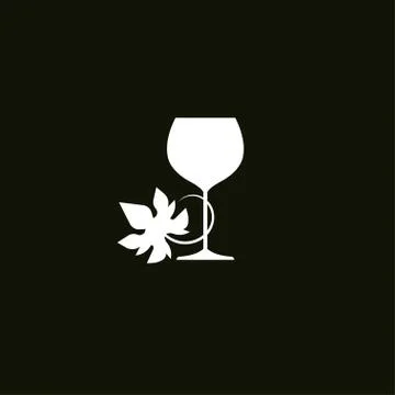 Glass of wine with grape leaf Stock Illustration