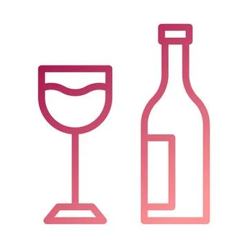Glass wine icon gradient red white easter illustration Illustrazione stock