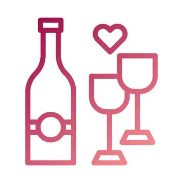 Glass wine icon gradient red white easter illustration Illustrazione stock
