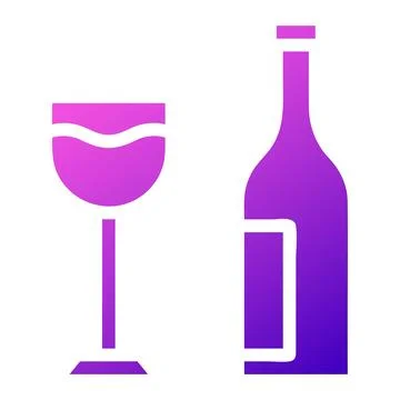 Glass wine icon solid gradient purple pink colour easter symbol illustration. Illustrazione stock