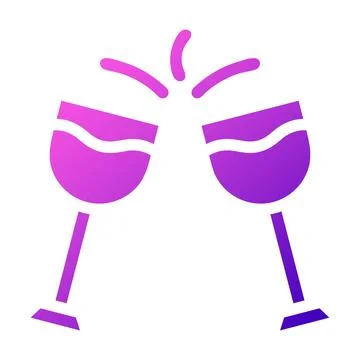 Glass wine icon solid gradient purple pink colour easter symbol illustration. Illustrazione stock