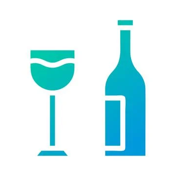 Glass wine icon solid gradient green blue colour easter symbol illustration. Illustrazione stock