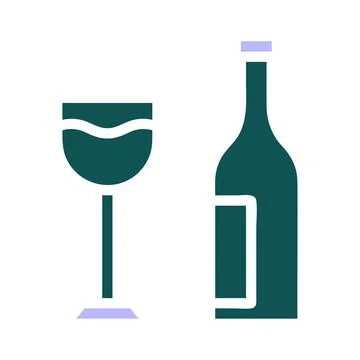 Glass wine icon solid green purple colour easter symbol illustration. Stock Illustration