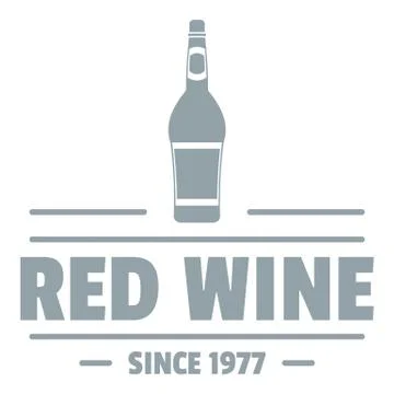Glass wine logo, simple gray style Stock Illustration