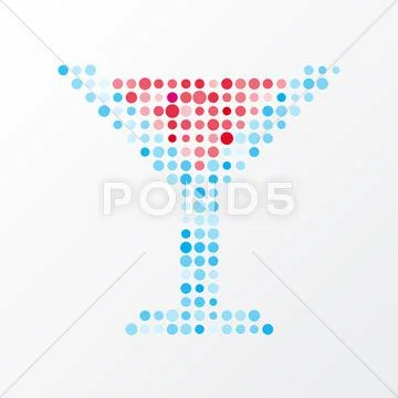 Glass of wine made up of small dots Stock Illustration