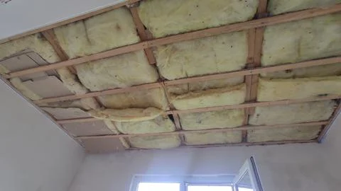 Glass wool on the ceiling Stock Photos