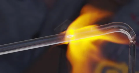 Glass work with flame. Slow motion, close up. Stock Footage 202236327