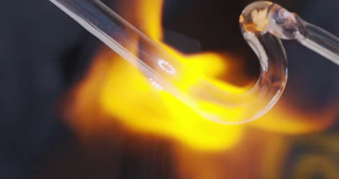 Glass work with flame. Slow motion, close up. Stock Footage 202236598