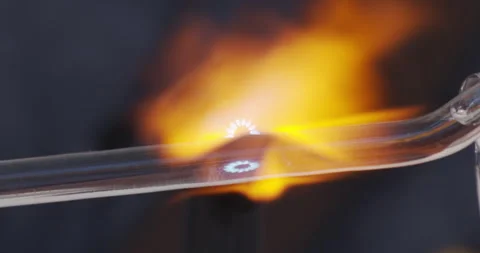 Glass work with flame. Slow motion, close up. Stock Footage 203695300