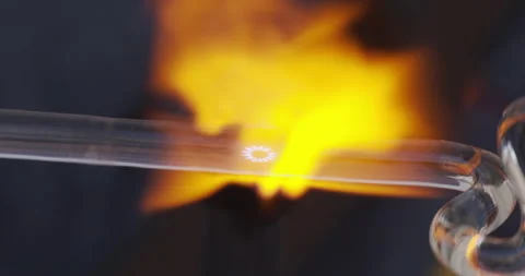 Glass work with flame. Slow motion, close up. Stock Footage 203700467