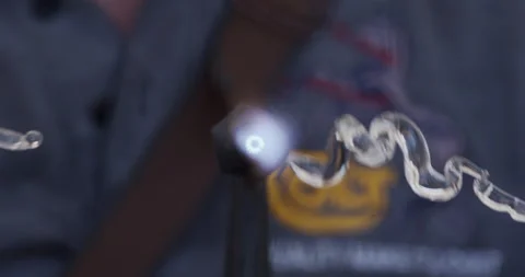 Glass work with flame. Slow motion, close up. Stock Footage 203704166