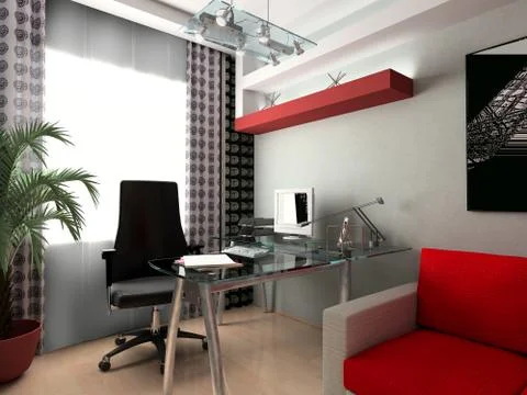 Glass workplace Stock Illustration