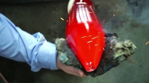 Glass Workshop – Studio Glass Sculpture – Atelier – Stock Footage 72756484