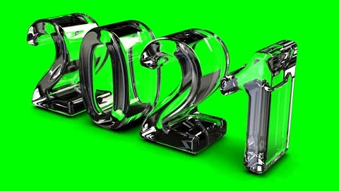 Glass Year 2021 3D Render Animation On green Background Stock Footage 138826285
