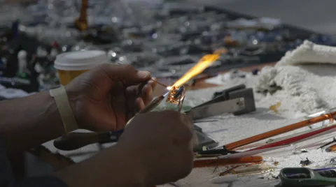 Glassblower at work Stock Footage 39558065