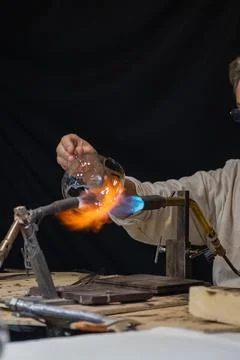 Glassblowing work in the bazaar Stock-Fotos