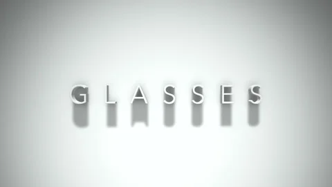Glasses 3D title animation with shadows on a white background 스톡 동영상 296050801