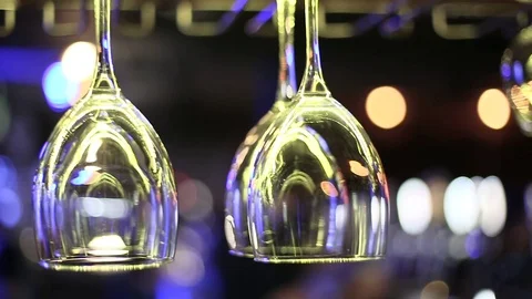 Glasses above the bar Stock Footage 69857279