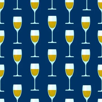 Glasses with alcohol seamless pattern. Vector print of glass transparent glasses Illustrazione stock