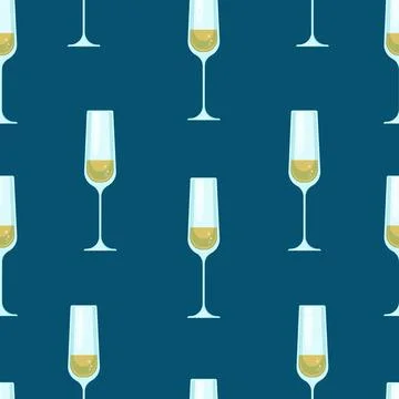 Glasses with alcohol seamless pattern. Vector print of glass transparent glasses Stock Illustration