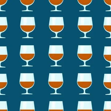 Glasses with alcohol seamless pattern. Vector print of glass transparent glasses Stock Illustration