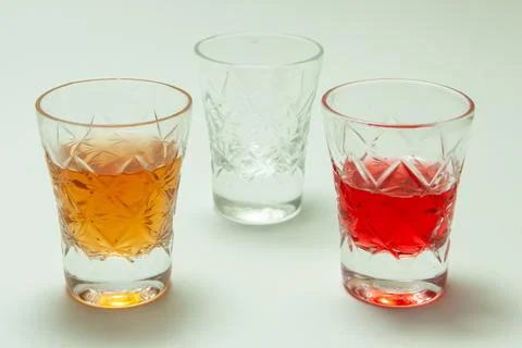 Glasses with alcoholic beverages Stock Photos