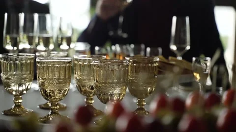 Glasses with alcoholic drinks Stock Footage 166535867