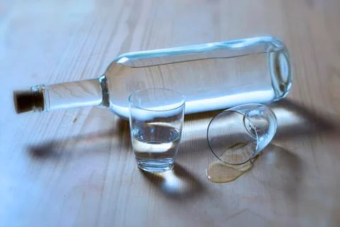 Glasses and bottle Stock Photos