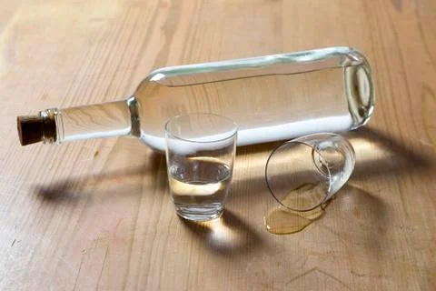 Glasses and bottle Stock Photos