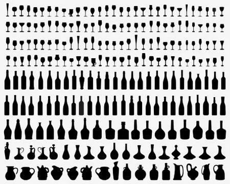 Glasses and bottles Illustrazione stock
