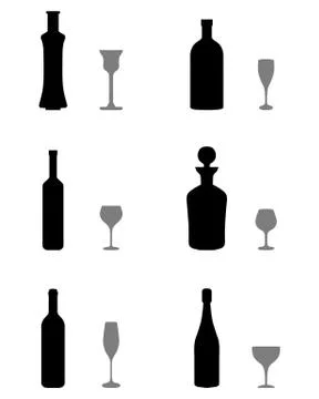 Glasses and bottles Stock Illustration