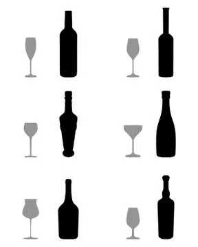 Glasses and bottles Stock Illustration