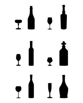 Glasses and bottles Stock Illustration