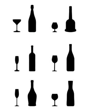 Glasses and bottles Stock Illustration