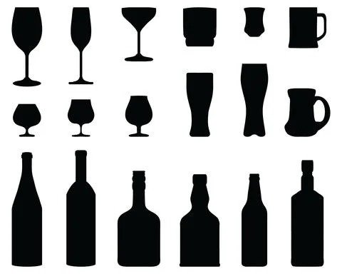 Glasses and bottles Stock Illustration