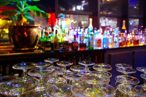 Glasses and bottles Stock Photos