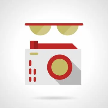Glasses and camera flat color design vector icon Stock Illustration