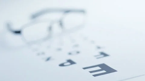 Glasses and eye test chart rack focus Stock Footage 33910469