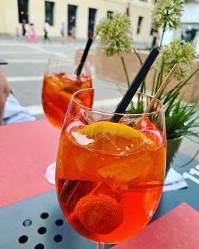 Glasses with aperitivo Stock Photos
