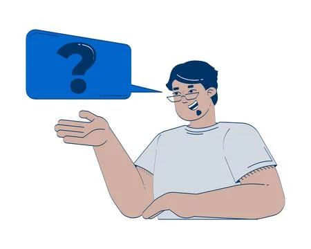 Glasses arab man asking question with speech bubble 2D doodle character Stock Illustration
