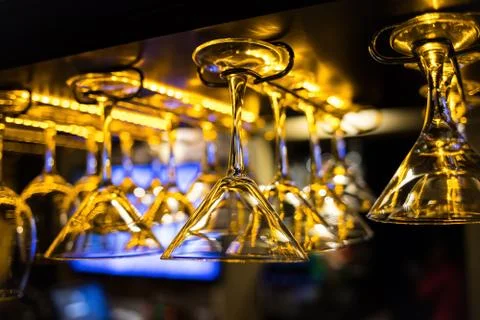 Glasses in the bar Stock Photos