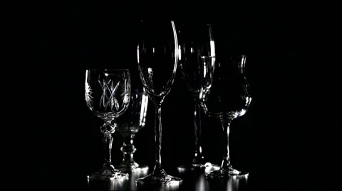 Glasses on black background. The camera motion in a circle Video stock 52932772