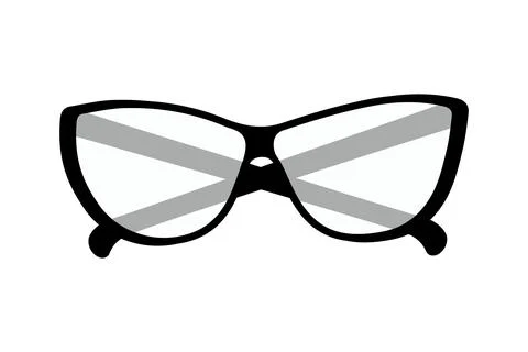 Glasses with black frames and clear lenses. Happy bespectacled man day. Sticker Stock Illustration