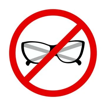 Glasses with black frames and clear lenses under the ban sing. Sticker. Icon Stock Illustration