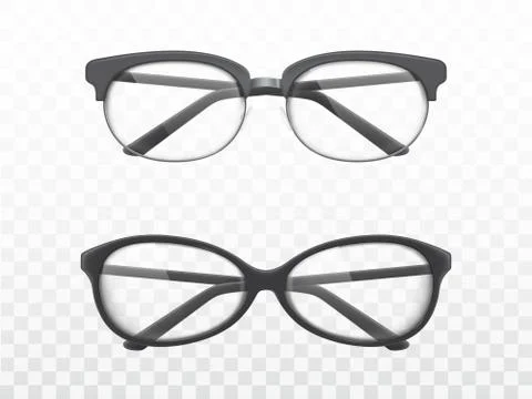 Glasses with black frames realistic vectors Illustrazione stock