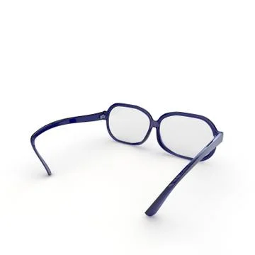 Glasses with blue plastic frame on white isolated background Stock Illustration