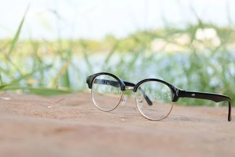 Glasses on blur background Fotos de archivo