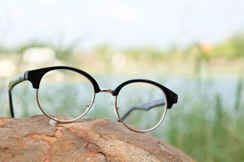 Glasses on blur background Fotos de archivo