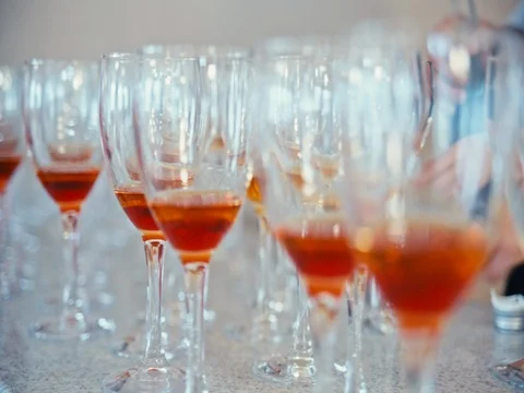 The glasses of brandy on the table Stock Footage 75832178