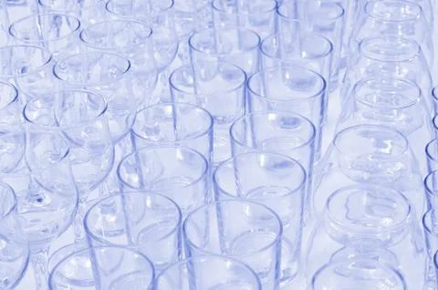 Glasses on buffet table Stock Photos